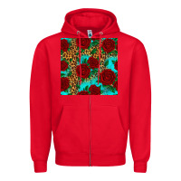 Red leopard roses seamless pattern Zipper Hoodie - HRA Design Shop