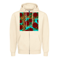 Sandshell leopard roses seamless pattern Zipper Hoodie - HRA Design Shop
