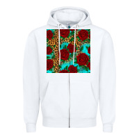 White leopard roses seamless pattern Zipper Hoodie - HRA Design Shop