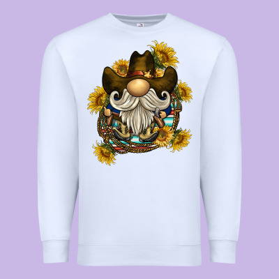 Cowboy Gnome Sunflower Rope Premium Sweatshirt Designed By Barkaloodesign