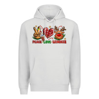 Dove Grey peace love reindeer christmas Premium Hoodie - NancyCooperArtShop