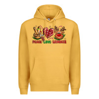 Mustard peace love reindeer christmas Premium Hoodie - NancyCooperArtShop