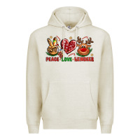 Oatmeal Heather peace love reindeer christmas Premium Hoodie - NancyCooperArtShop
