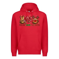 Red peace love reindeer christmas Premium Hoodie - NancyCooperArtShop