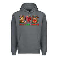 Rock peace love reindeer christmas Premium Hoodie - NancyCooperArtShop