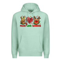 Seafoam peace love reindeer christmas Premium Hoodie - NancyCooperArtShop