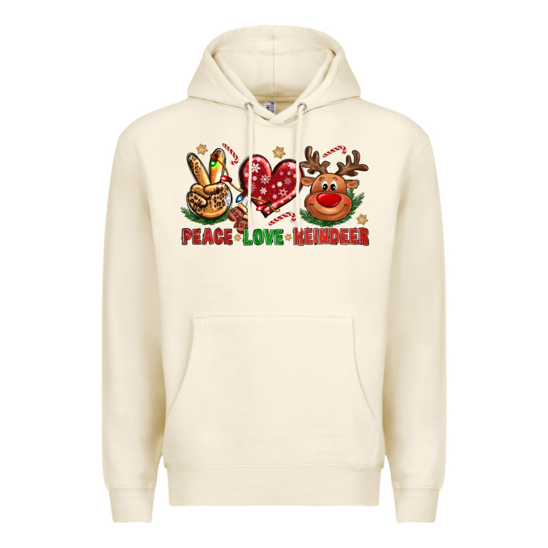 Peace Love Reindeer Christmas Premium Hoodie by NancyCooperArtShop | Teevron