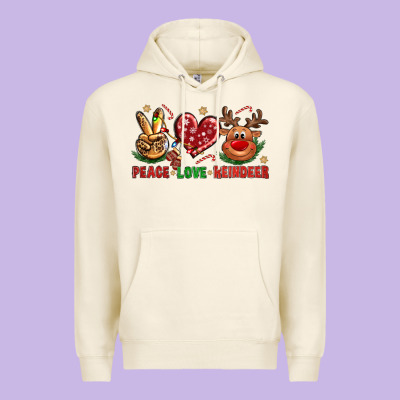 Peace Love Reindeer Christmas Premium Hoodie Designed By Nancycooperartshop