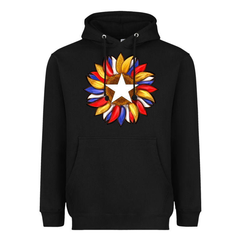American Flag And Sunflower With Star Heavyweight Hoodie by Artiststas | Teevron