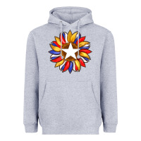 Heather Grey american flag and sunflower with star Heavyweight Hoodie - Artiststas