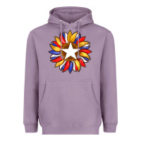 Lavender american flag and sunflower with star Heavyweight Hoodie - Artiststas