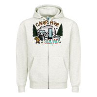Oatmeal Heather camp fire squad Zipper Hoodie - CowhideDigitalArt