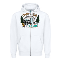White camp fire squad Zipper Hoodie - CowhideDigitalArt