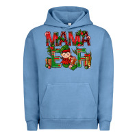 Pigment Pebble Blue Mama Elf With Gift Christmas Urban Hoodie - BundleAndBundleShop