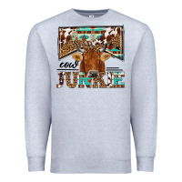 Heather Grey cow junkie Premium Sweatshirt - NancyCooperArtShop