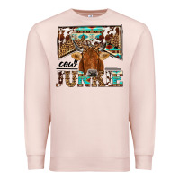 Pale Pink cow junkie Premium Sweatshirt - NancyCooperArtShop