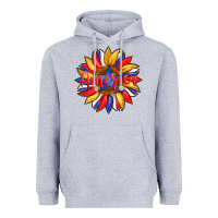 Heather Grey america with american flag colors and sunflower with star Heavyweight Hoodie - Artiststas