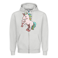 Dove Grey cute unicorn Zipper Hoodie - FaDigitalArtStudio
