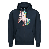 Navy cute unicorn Zipper Hoodie - FaDigitalArtStudio