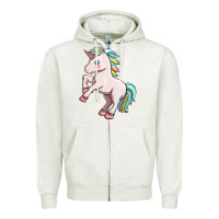 Oatmeal Heather cute unicorn Zipper Hoodie - FaDigitalArtStudio