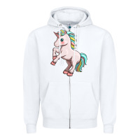 White cute unicorn Zipper Hoodie - FaDigitalArtStudio