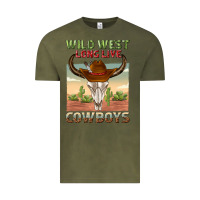 Vintage Olive wild west long live cowboys Vintage Tee - texasbilliewilder