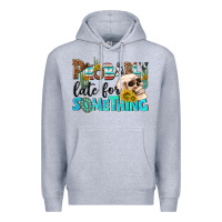Heather Grey probably late for something Premium Hoodie - NancyCooperArtShop