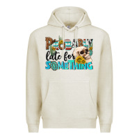 Oatmeal Heather probably late for something Premium Hoodie - NancyCooperArtShop