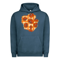 Pigment Midnight Navy Thanksgiving Turkey With Tartan Patch Urban Hoodie - BundleAndBundleShop