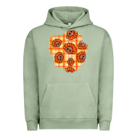Pigment Oil Green Thanksgiving Turkey With Tartan Patch Urban Hoodie - BundleAndBundleShop