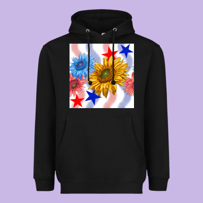 Patriotic Sunflowers Heavyweight Hoodie Designed By Bundleandbundleshop