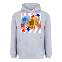 Heather Grey patriotic sunflowers Heavyweight Hoodie - BundleAndBundleShop