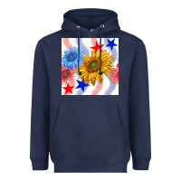 Navy patriotic sunflowers Heavyweight Hoodie - BundleAndBundleShop