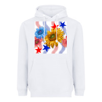 White patriotic sunflowers Heavyweight Hoodie - BundleAndBundleShop