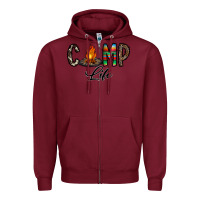 Burgundy camp life Zipper Hoodie - CowhideDigitalArt