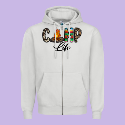 Camp Life Zipper Hoodie Designed By Cowhidedigitalart