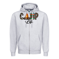 Heather Grey camp life Zipper Hoodie - CowhideDigitalArt