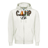 Oatmeal Heather camp life Zipper Hoodie - CowhideDigitalArt
