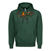Sports Green camp life Zipper Hoodie - CowhideDigitalArt