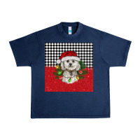 Navy Christmas Bichon frise dog Urban Heavy Tee - BarkalooDesign
