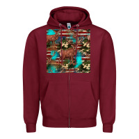 Burgundy hunting deer american flag seamless pattern Zipper Hoodie - HRA Design Shop