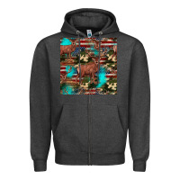 Charcoal Heather hunting deer american flag seamless pattern Zipper Hoodie - HRA Design Shop