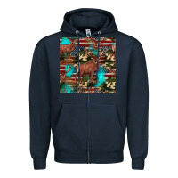 Navy hunting deer american flag seamless pattern Zipper Hoodie - HRA Design Shop