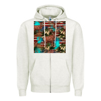 Oatmeal Heather hunting deer american flag seamless pattern Zipper Hoodie - HRA Design Shop
