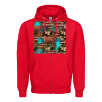 Red hunting deer american flag seamless pattern Zipper Hoodie - HRA Design Shop