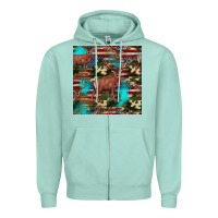 Seafoam hunting deer american flag seamless pattern Zipper Hoodie - HRA Design Shop