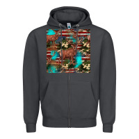 Smoke hunting deer american flag seamless pattern Zipper Hoodie - HRA Design Shop