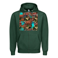 Sports Green hunting deer american flag seamless pattern Zipper Hoodie - HRA Design Shop