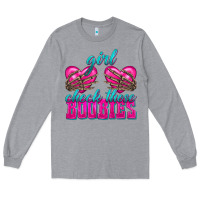 Heather Grey Girl Check Those Boobies Long Sleeve Tee - texasbilliewilder