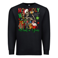 Black ho ho holy shit what a year christmas skeleton Premium Sweatshirt - Jasminsmagicworld